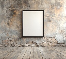 Wall Mural - grunge interior room with empty picture on the wall, wooden floor
