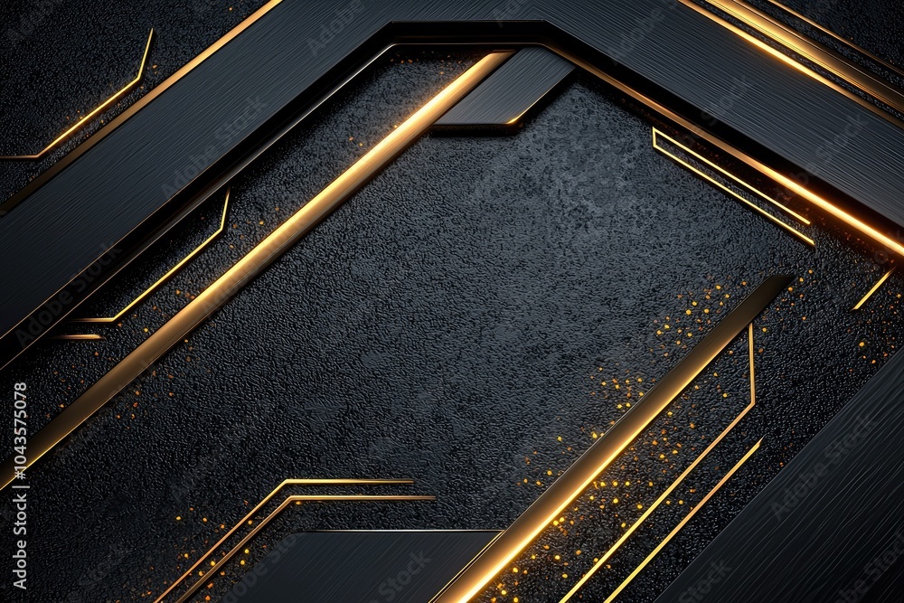 Abstract black and gold background with geometric shapes and texture ...