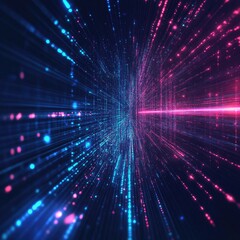 Wall Mural - a vibrant digital composition showcasing dynamic light trails in blue and pink, representing energy 