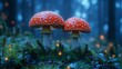 © tunanon - Bright Red and White Toadstools in Forest Setting