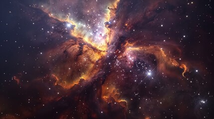 Wall Mural - realistic nebula surrounded by stars and cosmic dust in a deep space background