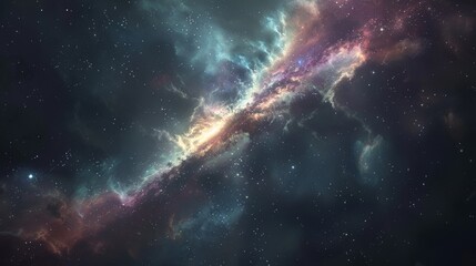 Wall Mural - realistic nebula surrounded by stars and cosmic dust in a deep space background