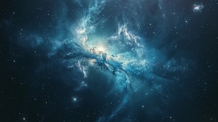 Wall Mural - realistic nebula surrounded by stars and cosmic dust in a deep space background