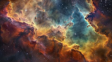 Wall Mural - realistic nebula surrounded by stars and cosmic dust in a deep space background