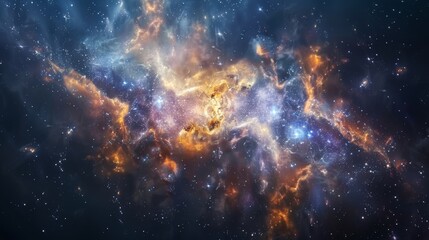 Wall Mural - realistic nebula surrounded by stars and cosmic dust in a deep space background
