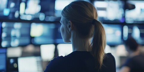 Leinwandbilder - A dynamic newsroom with AI-generated content, where journalists collaborate in real-time to create multimedia reports.