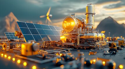 Aufkleber - Detailed 3D cutaway showcasing the inner workings and key components of a state of the art solar farm including photovoltaic cells energy storage systems and other renewable energy infrastructure