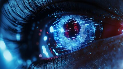 Digital Eye with Binary Code and Data Stream