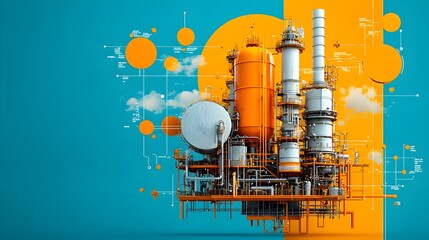 Aufkleber - Detailed Cross section Showcasing the Intricate Inner Workings of an Oil Refinery Highlighting the Complex Layers of Pipes Tanks and Chemical Chambers Involved in the Petroleum Refining Process