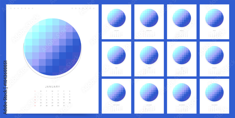 Calendar Design 2025. Geometric Sphere 2025 Calendar for wall and desk ...