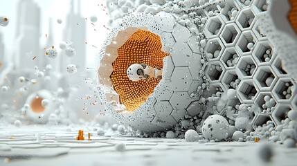 Poster - Stylized cross section of a honeycomb like data storage and connectivity structure showcasing a futuristic and minimalist digital network visualization