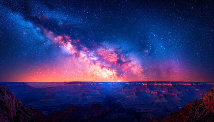 Wall Mural - majestic night sky, galaxy landscape, star trail adventure generated by ai