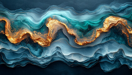 Wall Mural - smooth wave of water in dark underwater landscape generated by ai