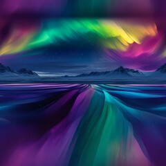 Canvas Print - northern lights and rainbow acid type with purples texture