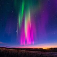 Wall Mural - northern lights and rainbow acid type with purples texture 