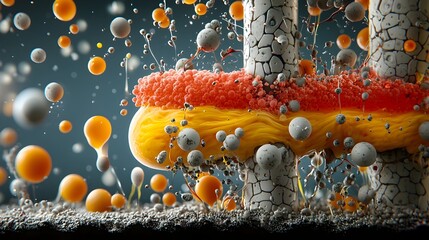 Leinwandbilder - Captivating image depicting the intricate plasma process featuring striking red and yellow fluid layers that showcase the dynamic nature of this scientific phenomena