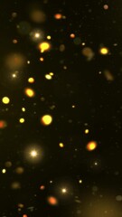 Wall Mural - vertical golden showers twinkling stars 4k loop features a field of black with glowing spheres and s