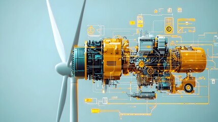 Aufkleber - Detailed cross section showcasing the internal components and infrastructure of a modern wind turbine system designed for efficient renewable energy production and distribution on the power grid