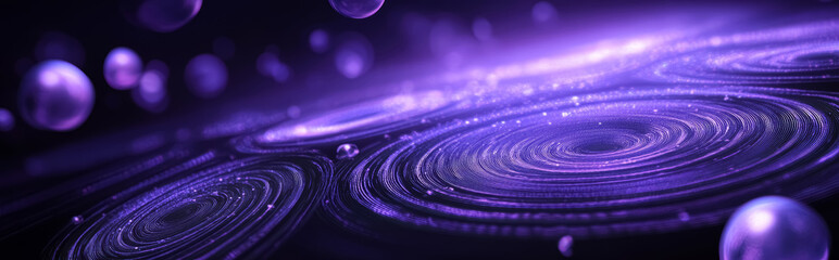 Wall Mural - purple abstract glowing light effect circles with sparkles on black background. abstract background 