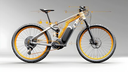 Aufkleber - Detailed Cut Through View of an Innovative Electric Bike Highlighting its Advanced Motor Hubs Batteries and Pedal Assist Sensors for Sustainable Urban Transportation