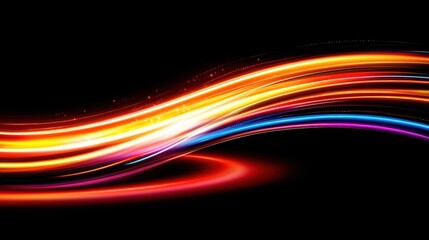 Wall Mural - Colorful light trails on a black background, abstract artistic design.