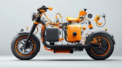 Aufkleber - Detailed Cutaway Diagram Revealing the Internal Structure and Components of an Electric Scooter Including the Motor Battery Pack Braking System and Other Key Technical Details