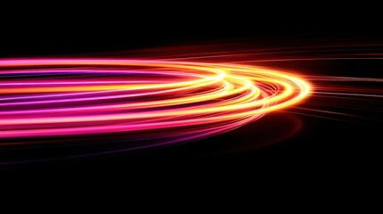 Wall Mural - Colorful light streaks on black background, abstract and vibrant design.