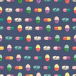© INTHEPAPER - Seamless blue background with various pills arranged on it. 다양한 알약이 배열되어 있는 이음새없는 남색 배경지