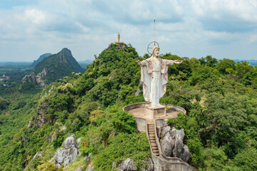 Aerial view of Heaven Valley (Hup Pha Sawan) in Ratchaburi. Thailand.