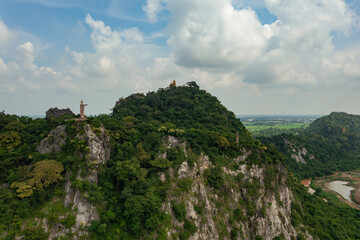 Aerial view of Heaven Valley (Hup Pha Sawan) in Ratchaburi. Thailand.