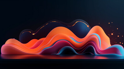 Wall Mural - colorful smooth wave lines wave element black background designed with a material that has a surface