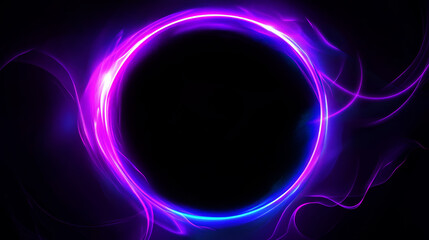 Wall Mural - abstract glowing light effect circle isolated on dark background, round sparkles and light lines in 