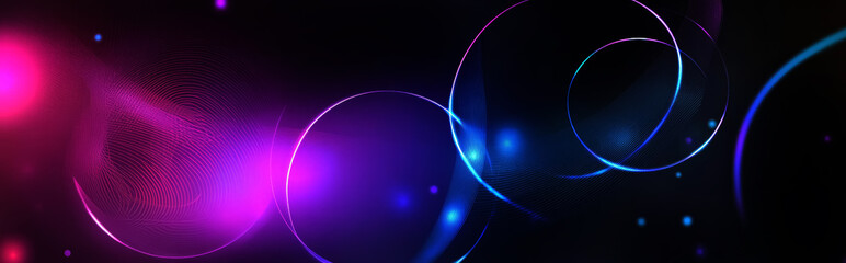 Wall Mural - abstract luminous light effect circled lines on dark background, round sparkles and light lines in p