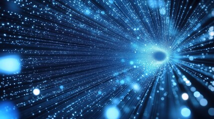 Leinwandbilder - Abstract blue glowing light background with dynamic data transfer and technology concept, showcasing digital information flow and fast internet connection. This 3D rendered illustration features parti