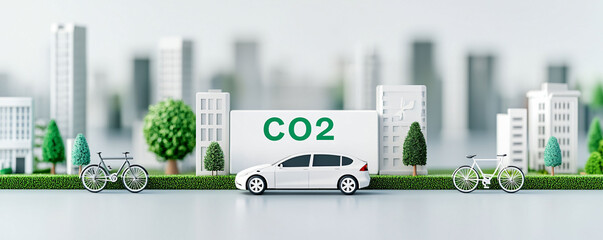 Eco friendly city with reduced CO2 emissions and sustainable transport options