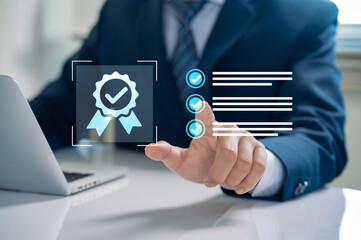 Leinwandbilder - Digital checklist and quality verification systems for business success. Ensure compliance and efficiency through audit, certification, and performance management in professional settings.