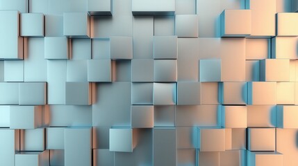 Wall Mural - metallic geometric abstraction, an intricate composition of 3d geometric shapes showcasing polished 