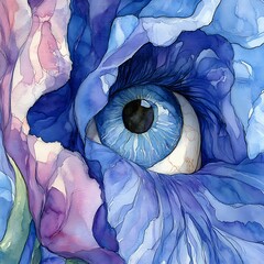 Sticker - Blue Eye Peeking Through Petals.