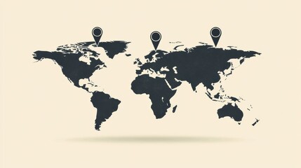 Aufkleber - A world map outline is marked with pins highlighting significant travel destinations for explorers and adventurers. Generative AI