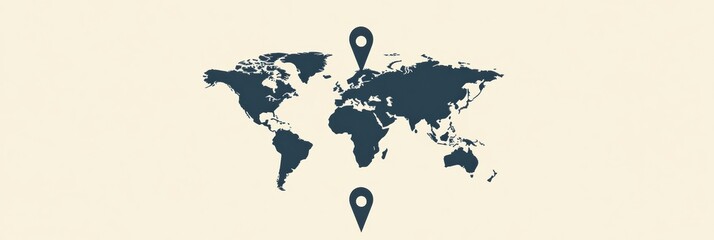 Aufkleber - A world map outline features vibrant map pins highlighting key travel destinations across various continents for easy planning. Generative AI