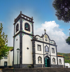 The beautiful church of the oceanside village of Mosteiros on the north coast of São Miguel Island, Azores Islands, Portugal