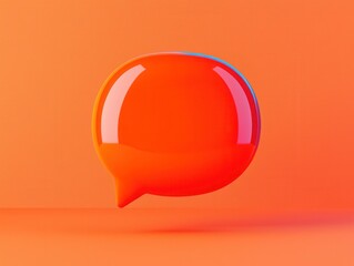 Aufkleber - 3D orange speech bubble on vibrant background