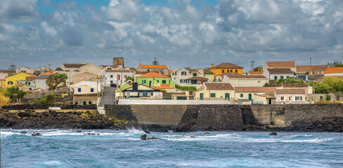 the fishing village of mosteiros on the northern coast of são miguel island, azores islands, portuga