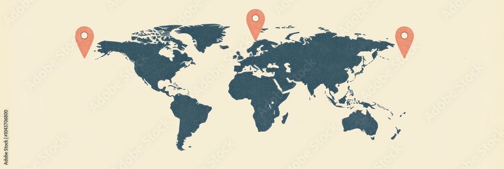 Major travel destinations are identified on a world map outline ...