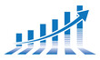 © Vector Elements - Business success graph chart with arrow, Blue profit growing symbol, progress bar symbol. Vector illustration.