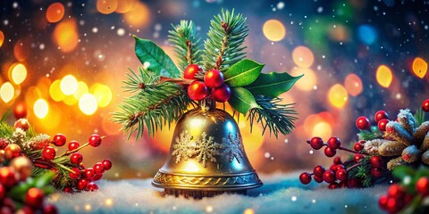 Wall Mural - Vibrant Christmas Bell Illustration with Holiday Cheer and Festive Decor