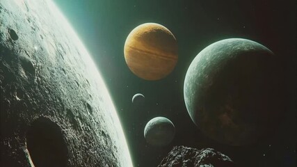 Wall Mural - A vibrant depiction of planets in space, showcasing celestial bodies and cosmic beauty.
