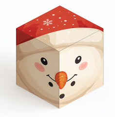 Wall Mural - Snowman Cube: Festive Cube-Shaped Snowman Box for Holiday Decor