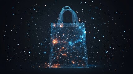Wall Mural - abstract image of a paper bag in the form of a starry sky or space, consisting of points, lines, and