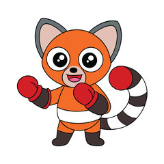 Canvas Print - Animal Lemur in Boxing Action Pose.